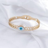 Stainless Steel Gold Plated Chain Link Evil Eye Kada